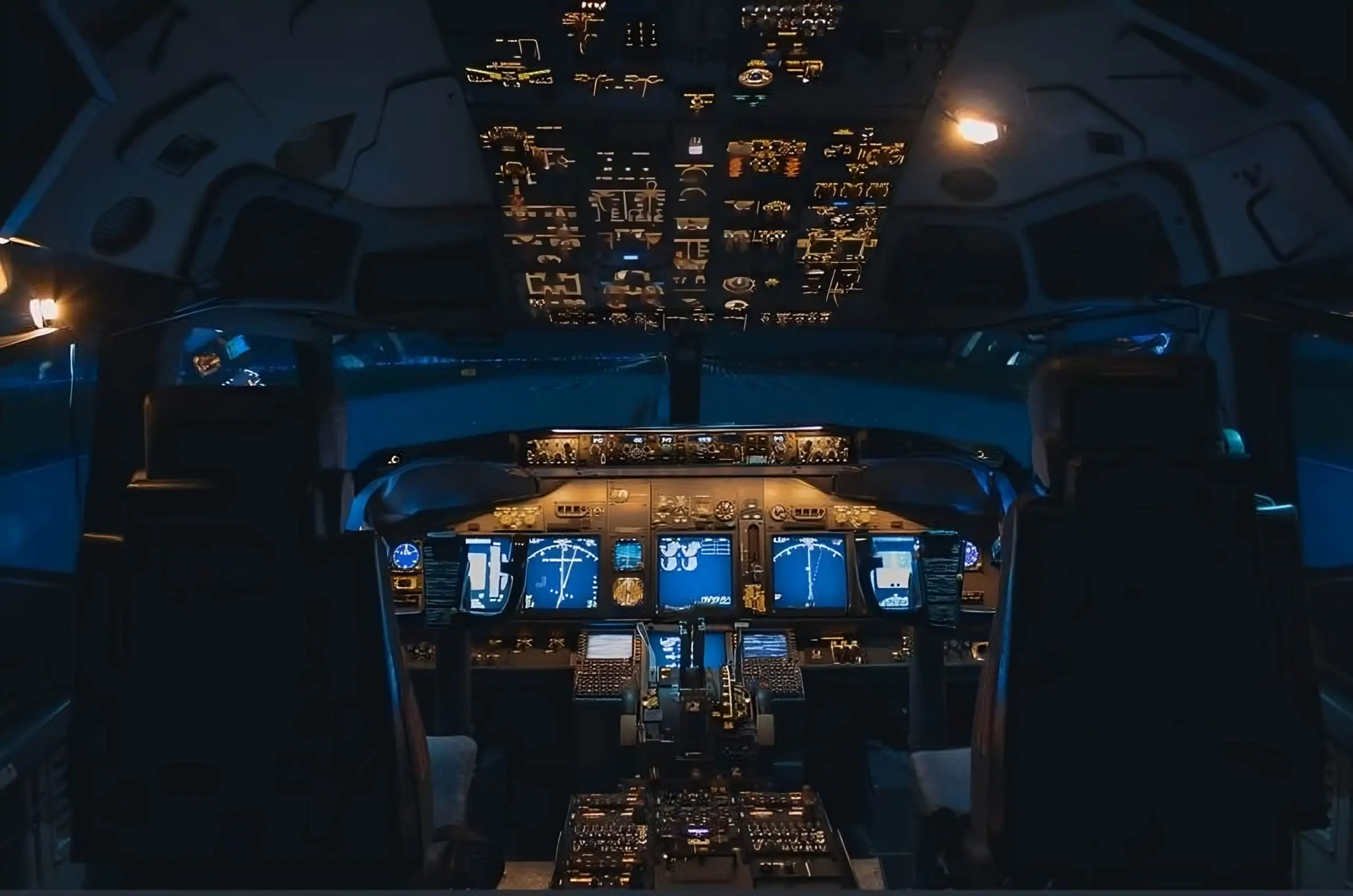 "This image offers a glimpse into the modern marvel that is the glass cockpit of B737-800.