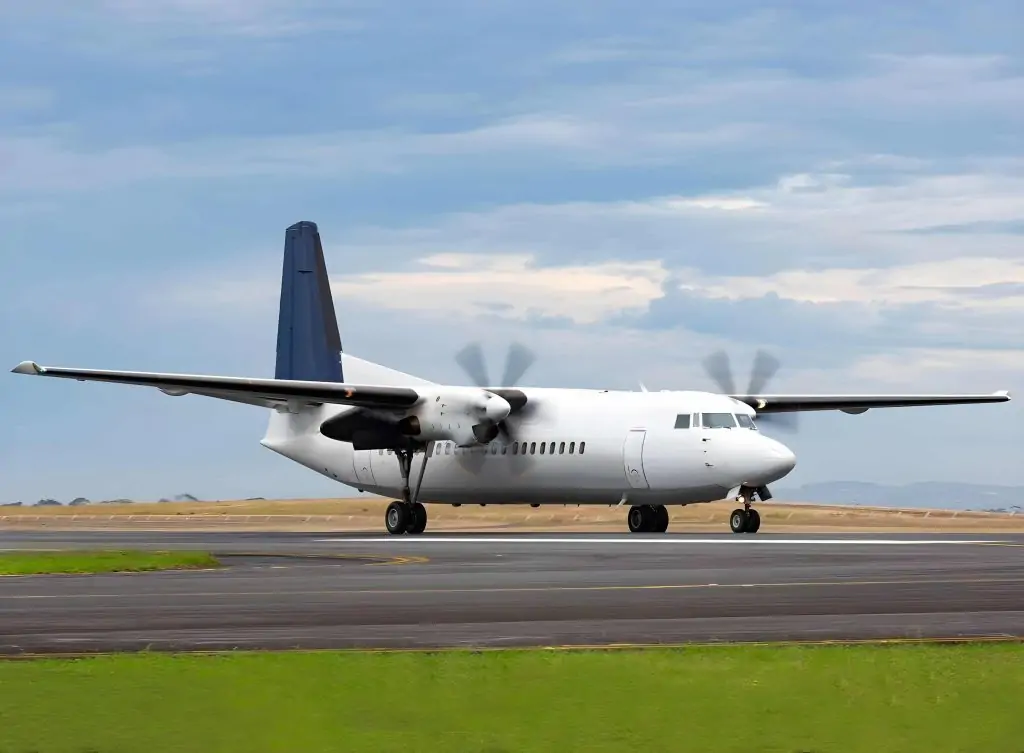 fokker 27 on the apron at the airport