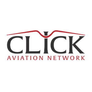 sky n jet partner CLICK AVIATION NETWORK logo with red and black colors