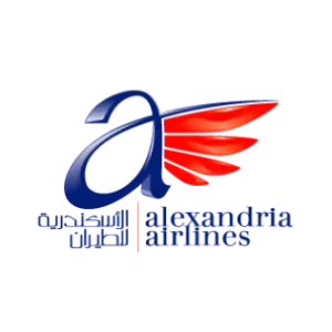 Sky N Jet Partner Alexandria airlines logo with a red wings that refelect that the company is leader in the Aviation industry